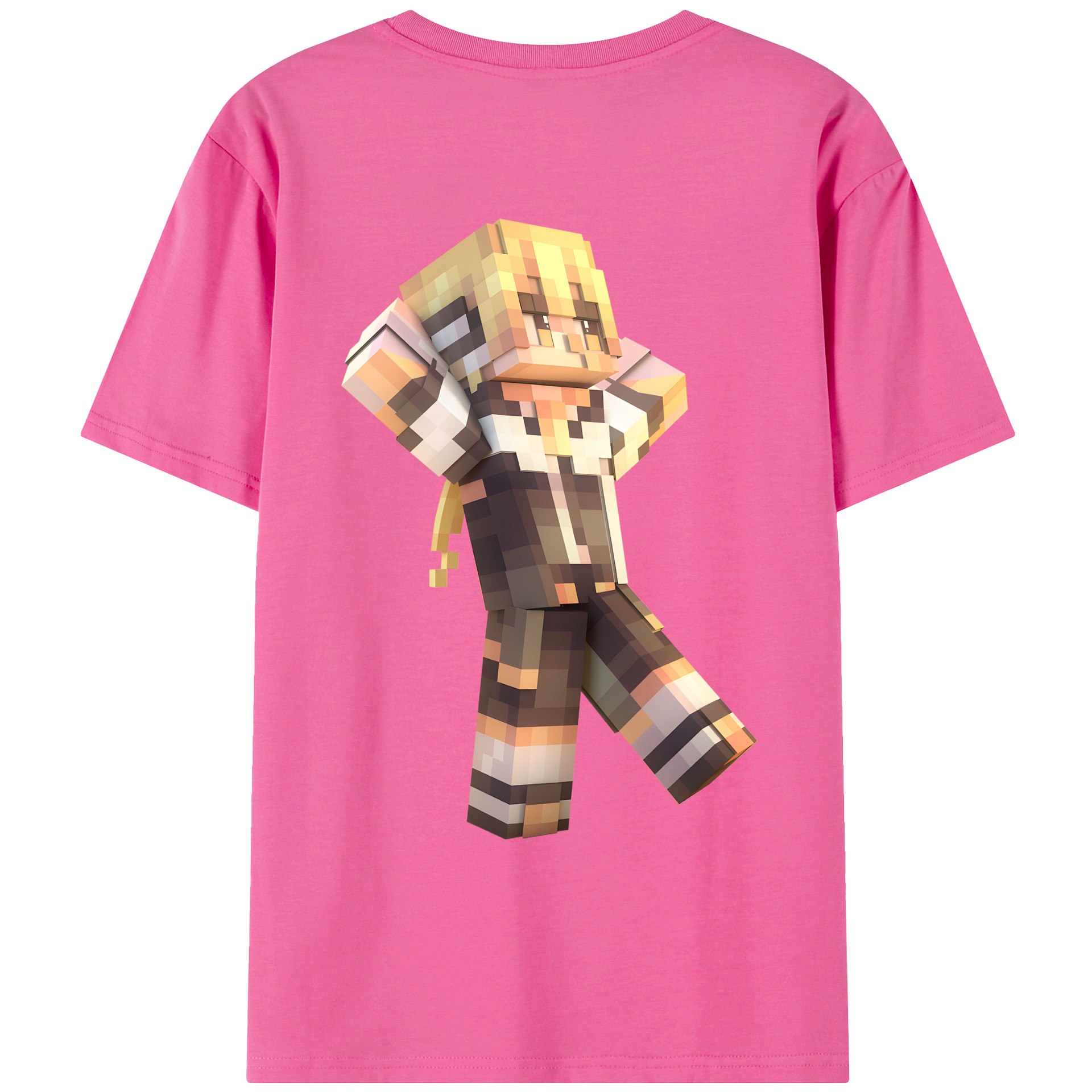 （画像用） マインクラフト ブロックの世界 Minecraft MC Block world レディース半袖Tシャツ(バックプリント)